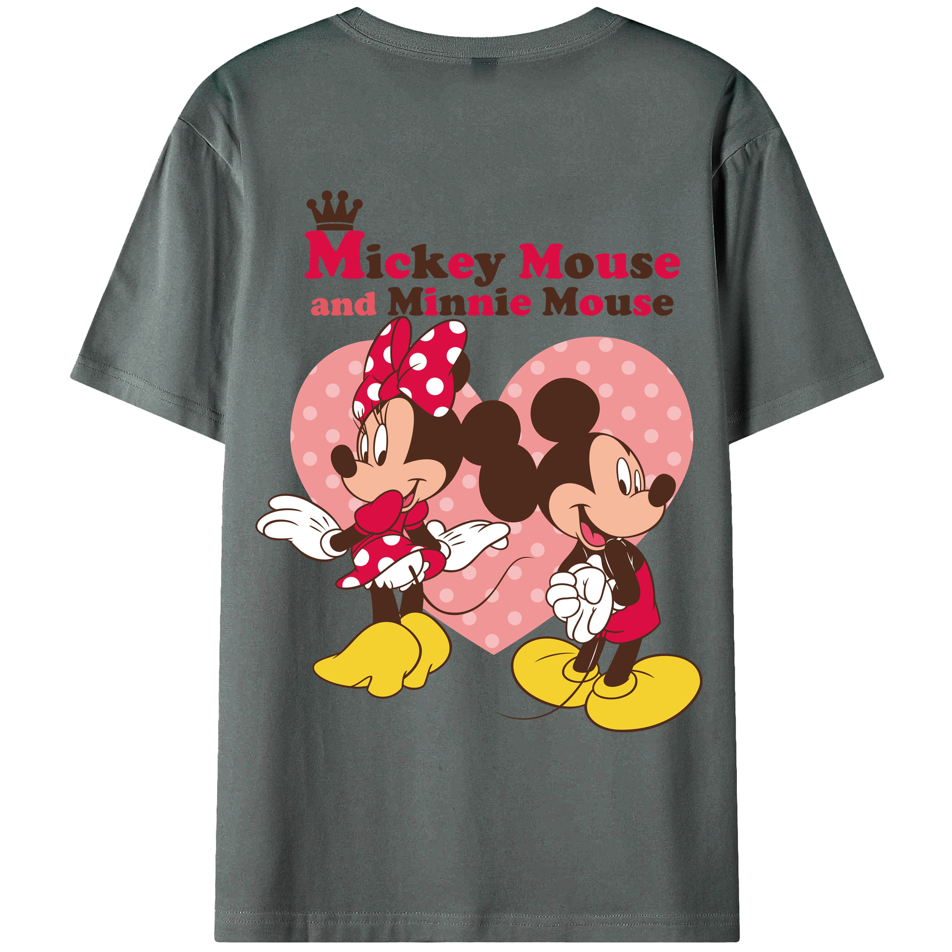 ミッキーマウス Mickey Mouse 綿100％ メンズ半袖Tシャツ（バックプリント） 通気性